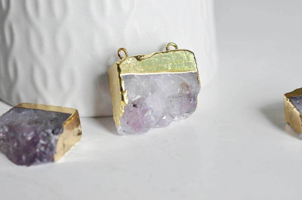 EP-Pendentif améthyste brute naturelle violette 20mm-G0787