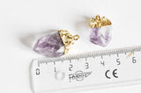 EP-Pendentif améthyste violette brute, fournitures créatives, pendentif pierre, support doré, création bijoux, pierre naturelle, 25mm, x1, G2070
