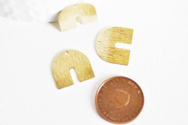 EP Pendentif arc demi-cercle U laiton brut brossé 16mm,x 2-G1731