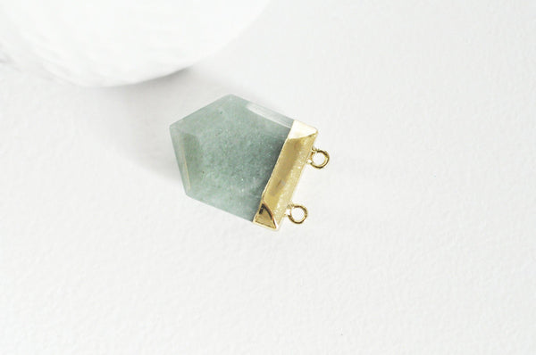 EP Pendentif aventurine hexagone doré,pendentif bijoux pierre,pendentif pierre,aventurine naturelle,pendentif aventurine,28mm,G2983