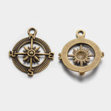 EP Pendentif boussole BRONZE,fourniture création bijoux, pendentif bronze, fourniture créative, breloque bronze, apprêt bronze,2.3cm,x 5