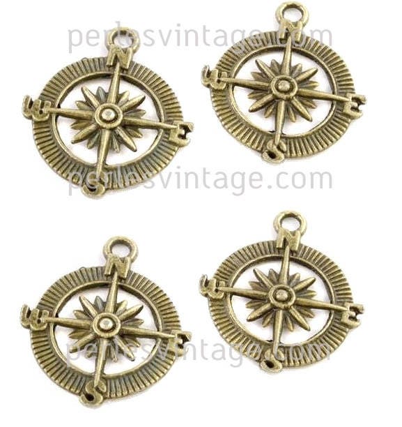 EP Pendentif boussole BRONZE,fourniture création bijoux, pendentif bronze, fourniture créative, breloque bronze, apprêt bronze,2.3cm,x 5