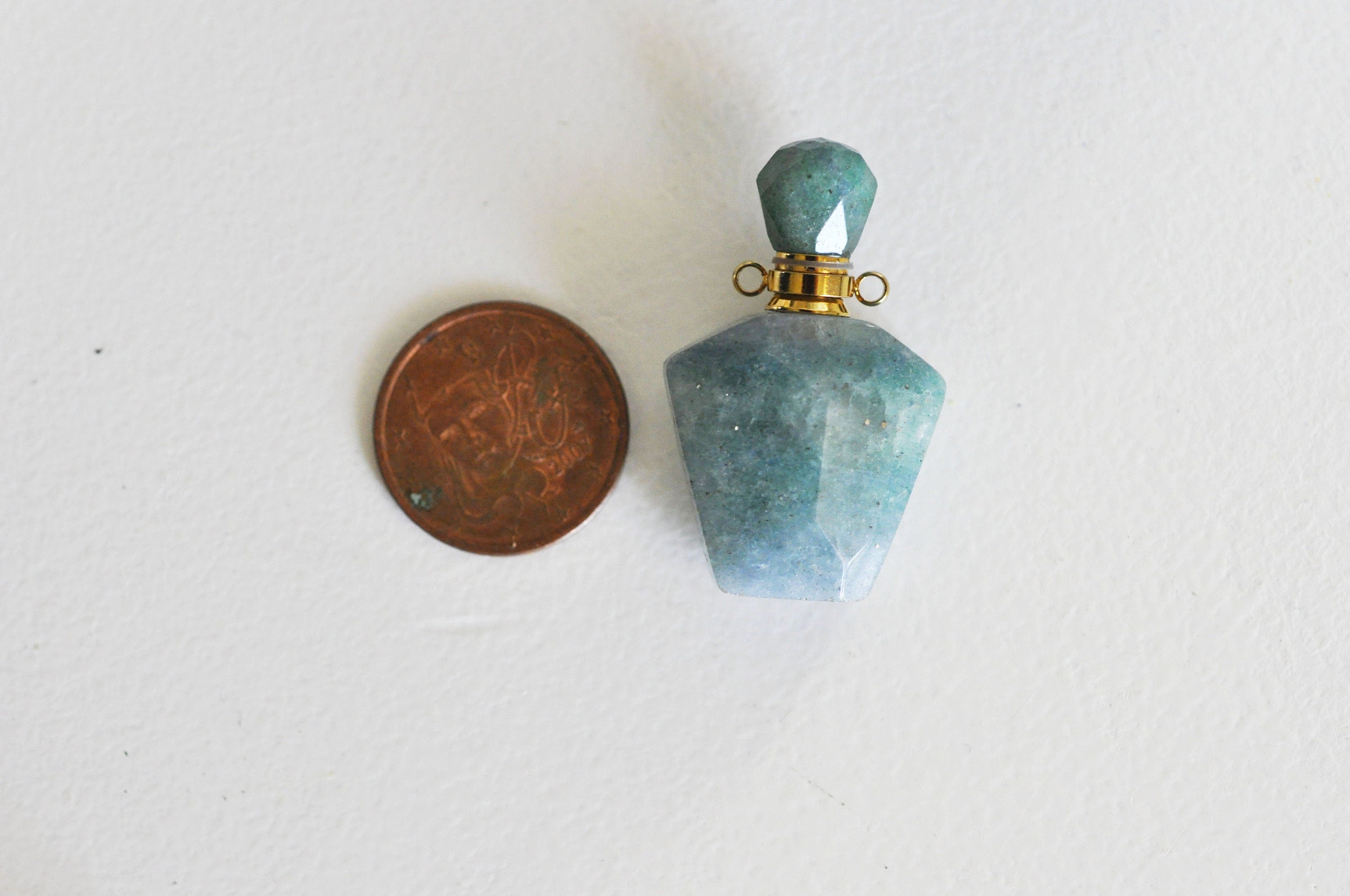 EP Pendentif bouteille parfum quartz vert naturel 39mm, x1,G2792