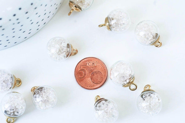 EP Pendentif bulle verre transparent cristal 22mm, x1 (G5709)