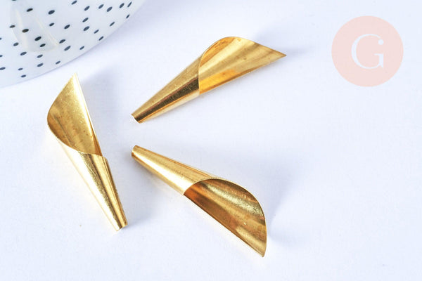 EP-Pendentif cône laiton brut 40mm, x1 (G6501)