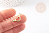 EP -Pendentif connecteur main coeur laiton doré 18K, création de bijoux doré,10,5mm, x1 G3833