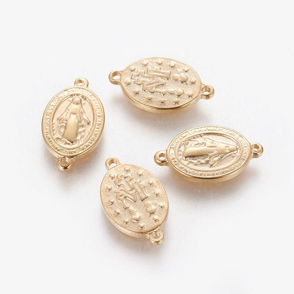 EP Pendentif connecteur ovale Vierge Marie 15mm,creation de bijoux en acier inoxydable, x1 G4320