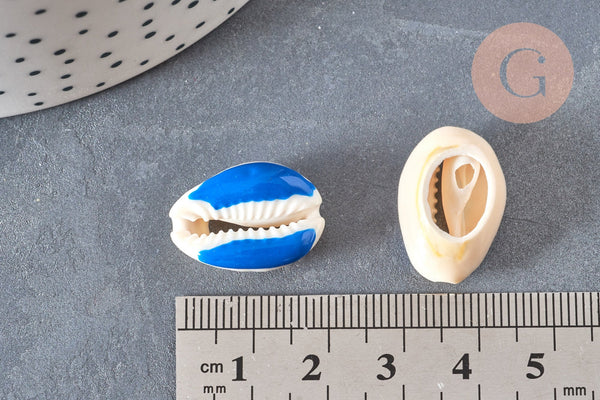 EP Pendentif coquillage cauri resine bleu,coquillage naturel,cauri bleu,création bijoux,coquillage bijou,coquillage,19mm,les 5-G368
