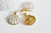 EP Pendentif coquillage doré blanc,pendentif coquillage,création bijoux, coquillage doré, pendentif doré, 24.5mm,x 2 - g356