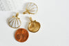 EP Pendentif coquillage doré blanc,pendentif coquillage,création bijoux, coquillage doré, pendentif doré, 24.5mm,x 2 - g356