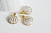 EP Pendentif coquillage doré blanc,pendentif coquillage,création bijoux, coquillage doré, pendentif doré, 24.5mm,x 2 - g356