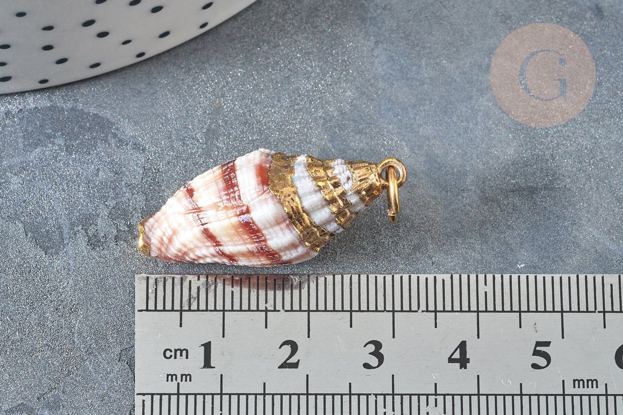 EP Pendentif coquillage marron spirale doré 30-50mm, Pendentif coquillage pour création bijoux x1 (G9256)