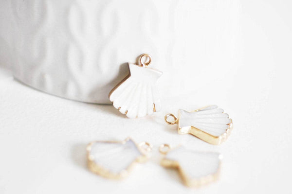 EP Pendentif coquillage nacre blanche naturelle doré,pendentif coquillage nacre,coquillage blanc,création bijou, 18mm, x1,MARTINE