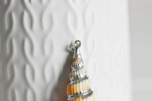 EP -Pendentif coquillage naturel argenté, pendentif argent création bijoux, coquillage Conch bijou,coquillage naturel,58mm, x1,G1498