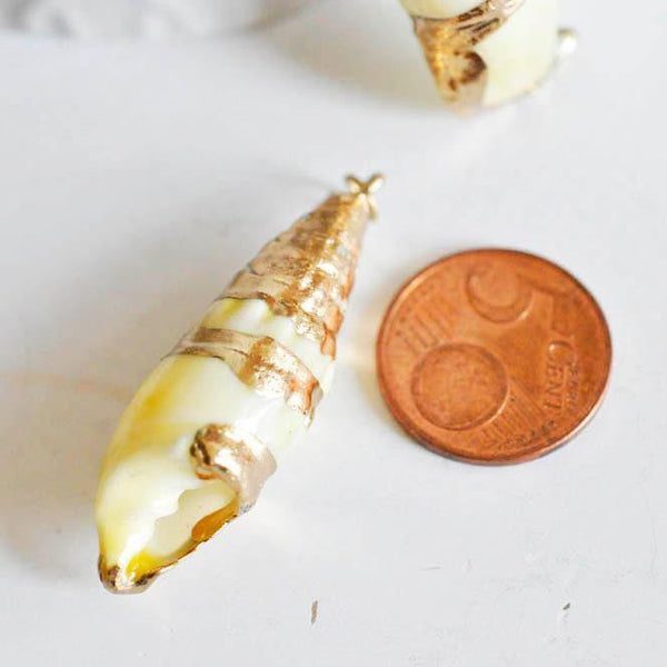 EP Pendentif coquillage naturel spirale doré, fourniture créative, pendentif doré, création bijoux, coquillage bijou,coquillage or, 40mm-G667