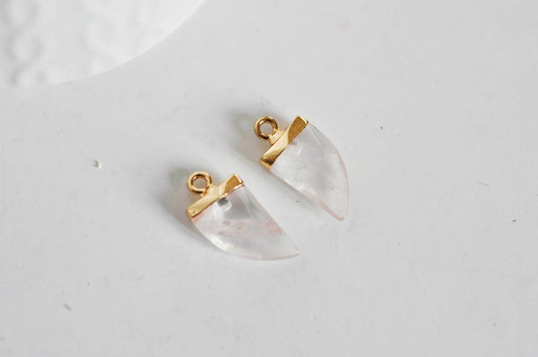 EP Pendentif corne cristal de roche naturel 21mm, x1,G1339