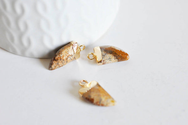 EP Pendentif corne jaspe marron, fournitures créatives,pendentif bijoux, pendentif pierre, jaspe naturel, pendentif jaspe,21mm-G1213