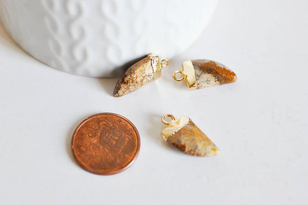 EP Pendentif corne jaspe marron, fournitures créatives,pendentif bijoux, pendentif pierre, jaspe naturel, pendentif jaspe,21mm-G1213