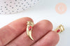 EP-Pendentif corne pierre synthèse acier doré 18K 23mm, x1 (G6353)