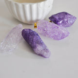 EP Pendentif cristal violet, fournitures créatives,pendentif pierre, support doré, création bijoux, pierre naturelle,quartz rose,quartz naturel