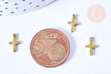 EP-Pendentif croix laiton brut 10mm x5 (G6446)