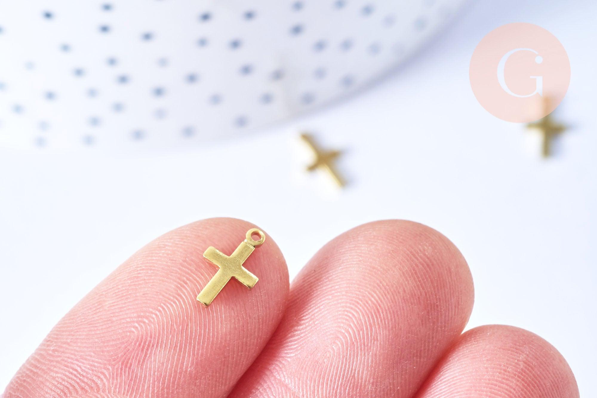 EP-Pendentif croix laiton brut 10mm x5 (G6446)