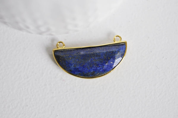 EP Pendentif demi-lune lapis lazuli,creation bijou, Pendentif bijoux,pendentif pierre, pierre naturelle,lapis nature,36mm-G1118