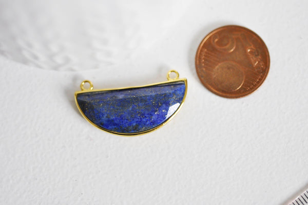 EP Pendentif demi-lune lapis lazuli,creation bijou, Pendentif bijoux,pendentif pierre, pierre naturelle,lapis nature,36mm-G1118