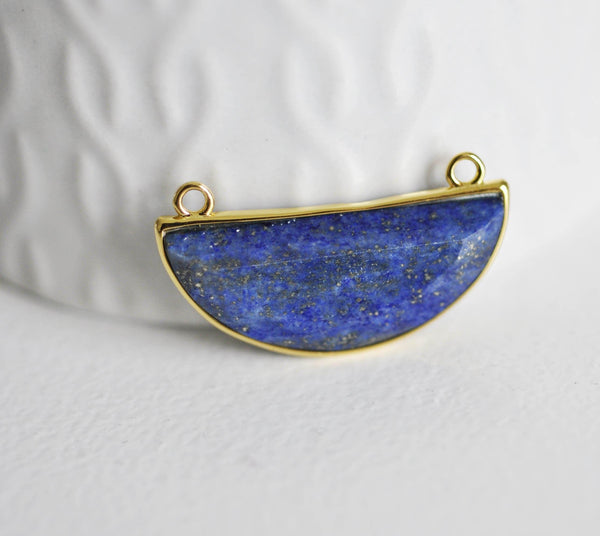 EP Pendentif demi-lune lapis lazuli,creation bijou, Pendentif bijoux,pendentif pierre, pierre naturelle,lapis nature,36mm-G1118