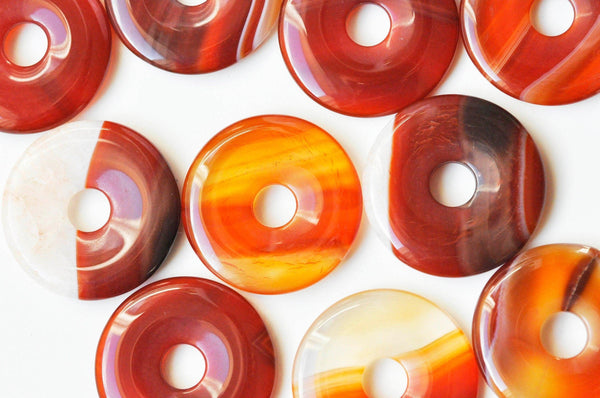 EP Pendentif donut cornaline naturelle 35mm, x1 (G3977)