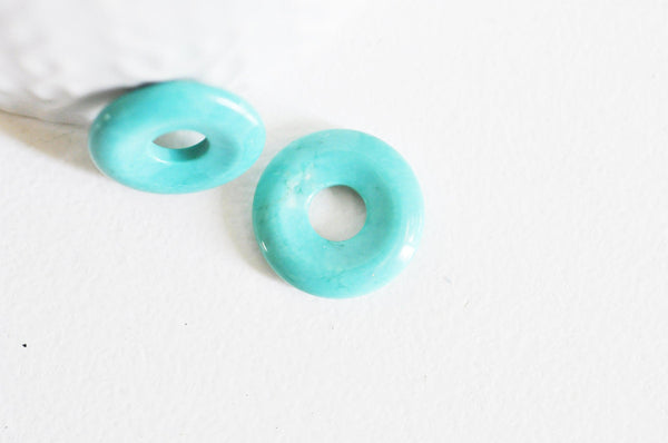 EP-Pendentif donut turquoise sinkiang naturelle teinté 20mm, x1 (G2531)