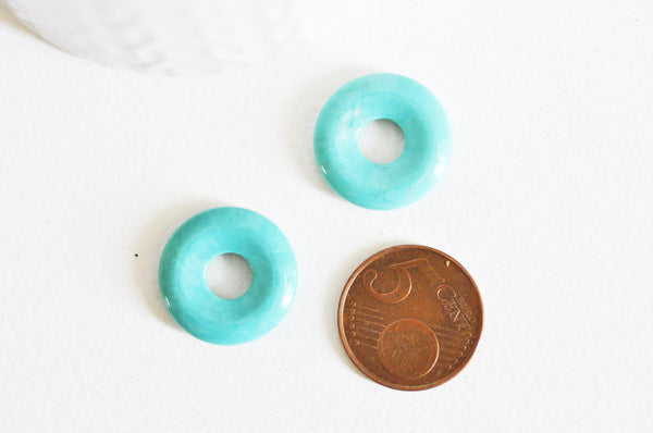 EP-Pendentif donut turquoise sinkiang naturelle teinté 20mm, x1 (G2531)