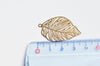 EP-Pendentif estampe filigrane feuille laiton doré 38x23mm, x2 G3691