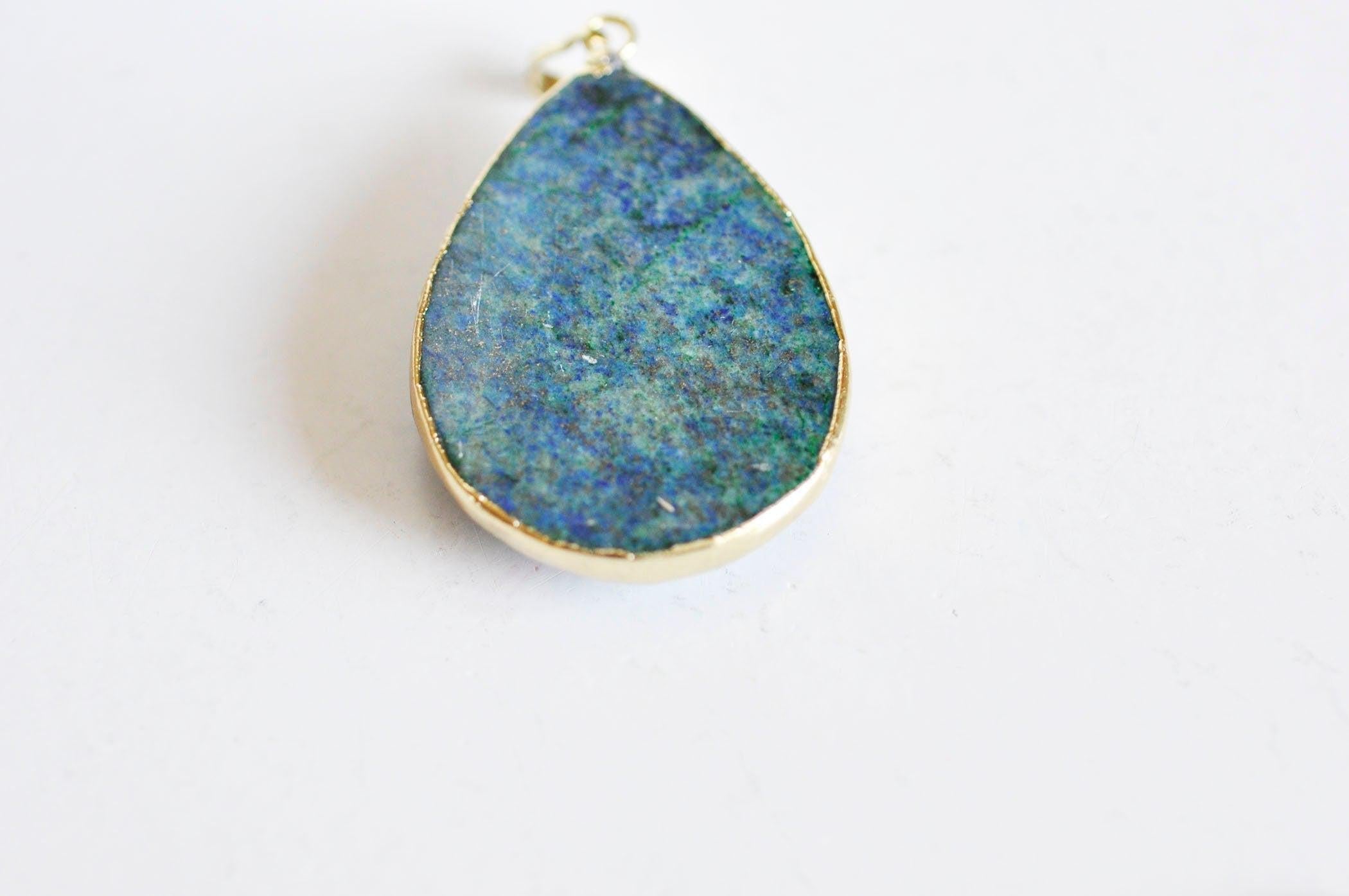 EP Pendentif goutte Lapis Lazulis naturelle, 48-57mm, x1 -G0108