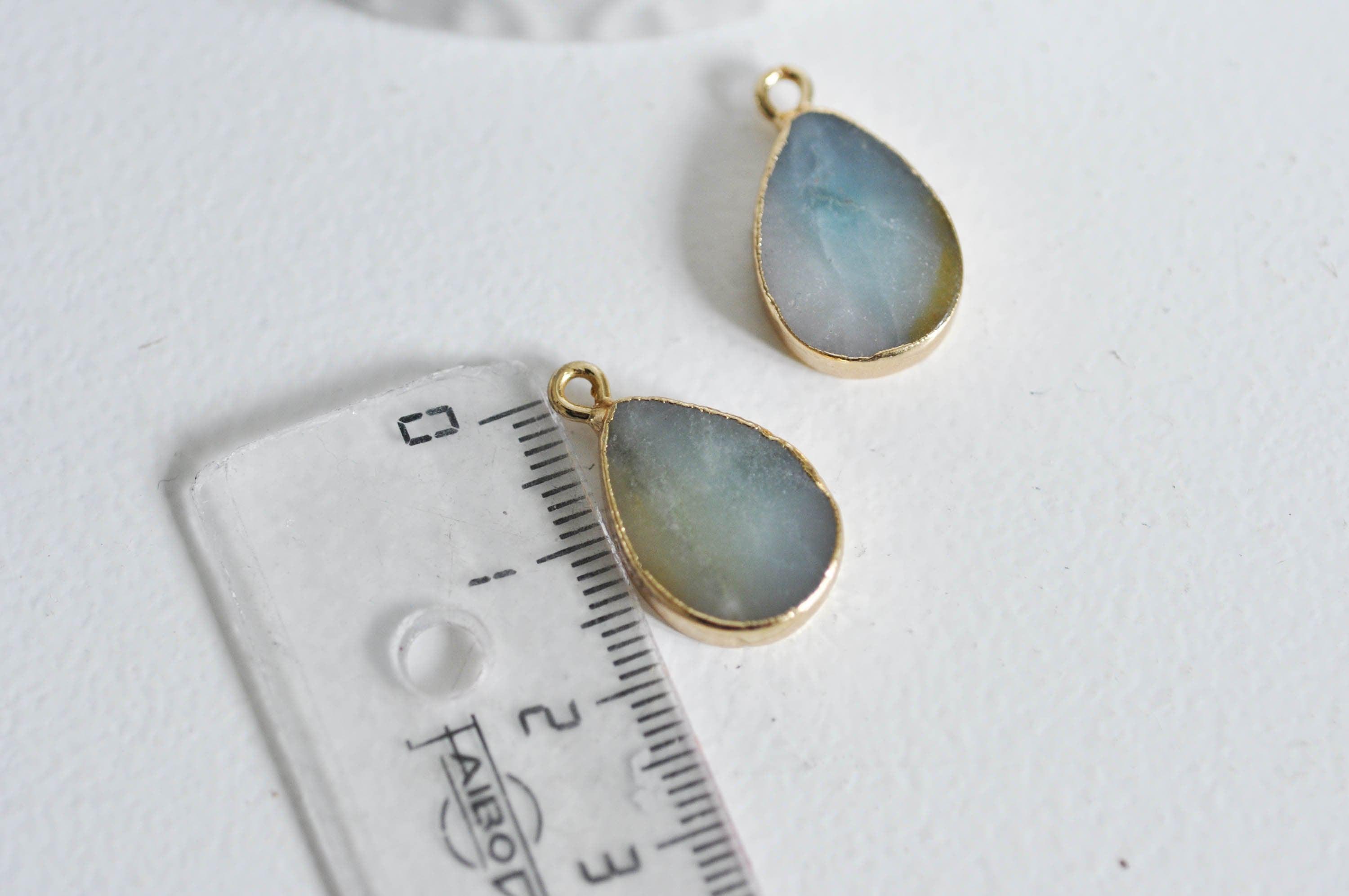 EP Pendentif goutte amazonite doré 22mm-G1174