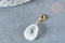 EP-Pendentif goutte amulette cristal de roche naturel acier inoxydable doré 30mm, x1 (G7631)