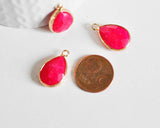EP Pendentif goutte jade rose doré 22mm, x1 (G1852)