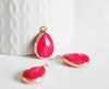 EP Pendentif goutte jade rose doré 22mm, x1 (G1852)