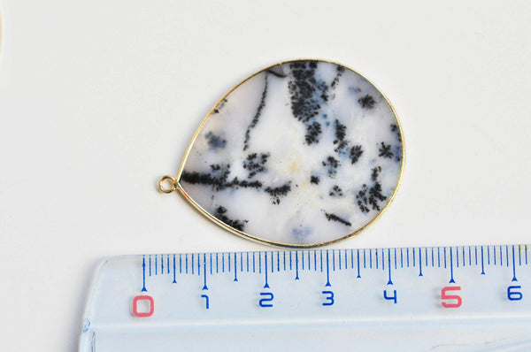 EP Pendentif goutte opale noire, pendentif bijoux pierre naturelle 41mm, x1 G3359