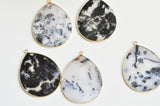 EP Pendentif goutte opale noire, pendentif bijoux pierre naturelle 41mm, x1 G3359