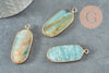 EP-Pendentif hexagone amazonite naturelle laiton doré 37mm,Pendentif bijoux pierre pour création collier, x1 G5174