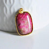 EP Pendentif jade rose doré dragon, fournitures créatives, pendentif pierre, support doré, création bijoux, pierre naturelle, 30mm-G879