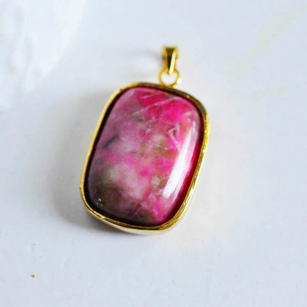 EP Pendentif jade rose doré dragon, fournitures créatives, pendentif pierre, support doré, création bijoux, pierre naturelle, 30mm-G879