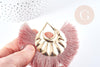 EP Pendentif large pompon fil rose clair support fer doré 85-92mm,pendentif bijoux xxL, x2 (G8374)