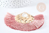 EP Pendentif large pompon fil rose clair support fer doré 85-92mm,pendentif bijoux xxL, x2 (G8374)