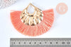 EP Pendentif large pompon fil rose corail support doré,pendentif en fil sur support doré, 85-92mm, x 2 G6838