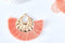 EP Pendentif large pompon fil rose corail support doré,pendentif en fil sur support doré, 85-92mm, x 2 G6838