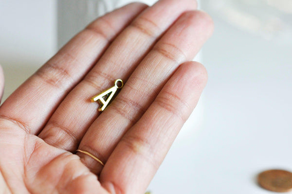 EP Pendentif lettre pour A doré, fourniture créative, alphabet,pendentif lettre alphabet,argent tibétain doré,création bijoux,x 10, 16mm