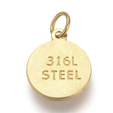 EP-Pendentif médaille ronde ancre acier doré, pendentif doré,sans nickel,laiton doré, création bijoux,médaille or,2.2cm-G1900