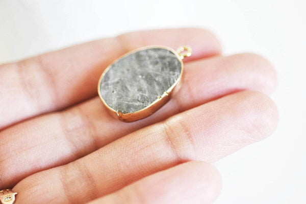 EP Pendentif ovale labradorite naturelle 28mm,x1 (G1136)